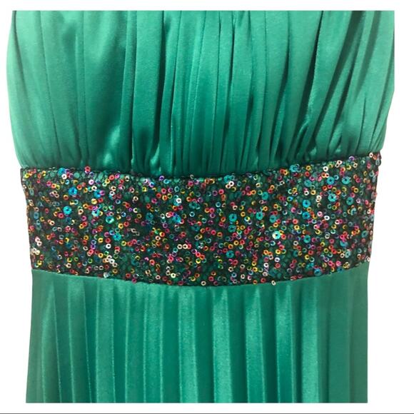 My Michelle Green Satin Sequin Evening St. Patrick's Day Prom Dress Size S/XS - Picture 8 of 15
